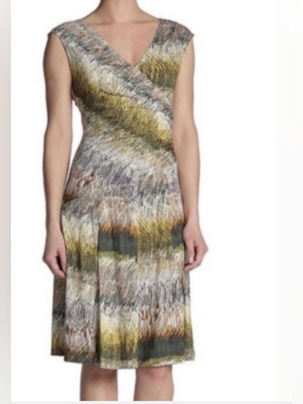 NIC+ZOE Sleeveless V-Neck Midi Dress in Yellow Black White